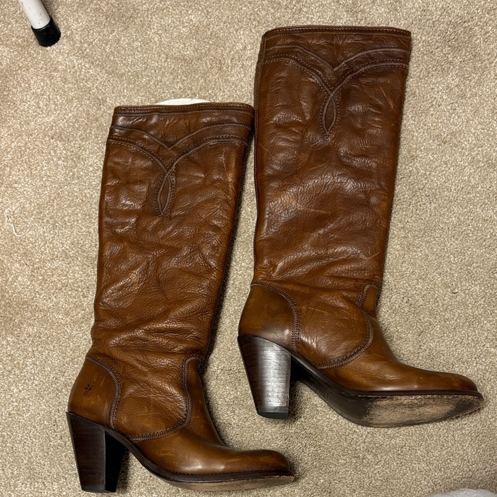 Frye Mustang Stitch tall  Leather Boots, 7